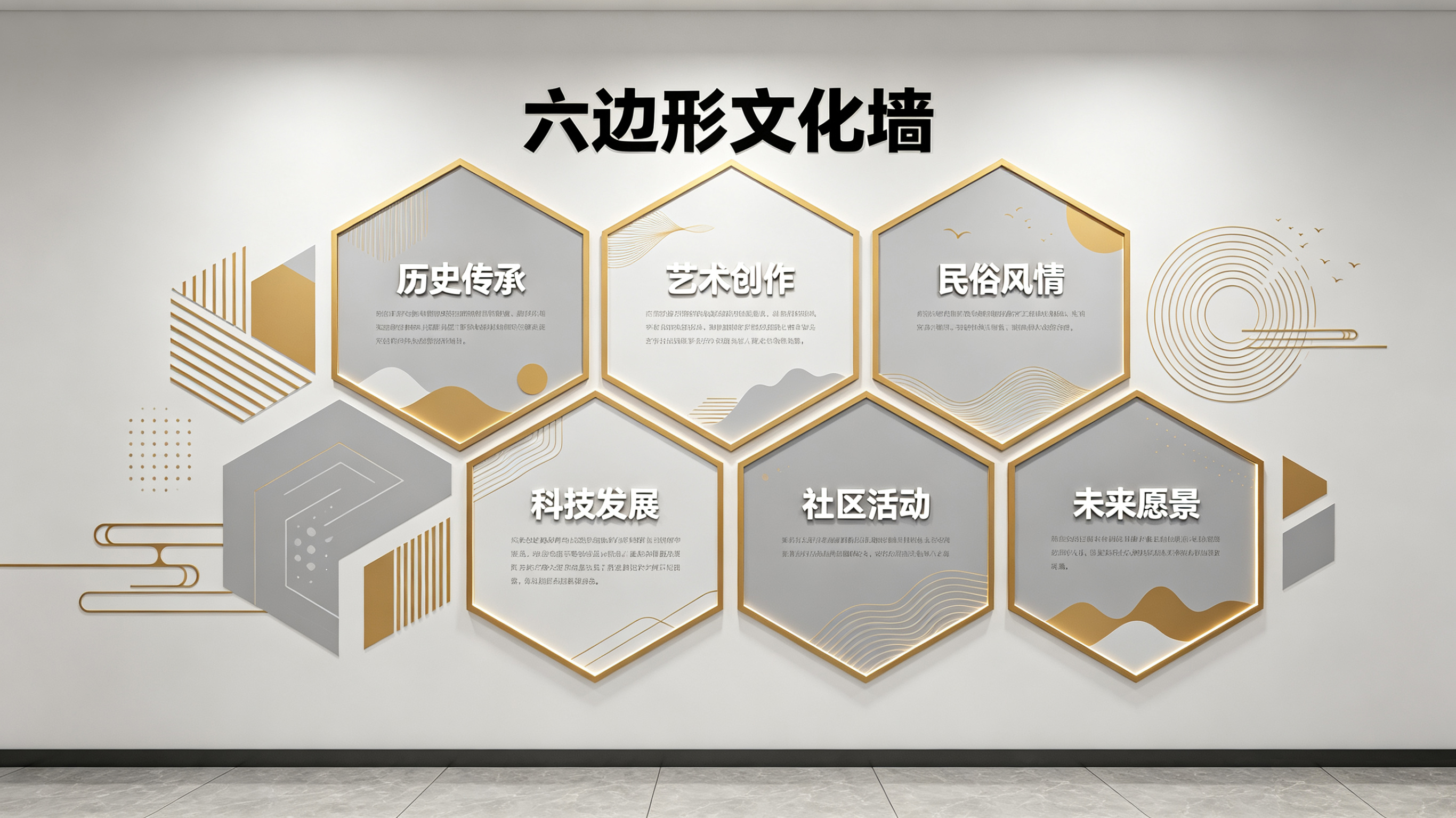  潜山企业文化墙 | 六边形信息美学